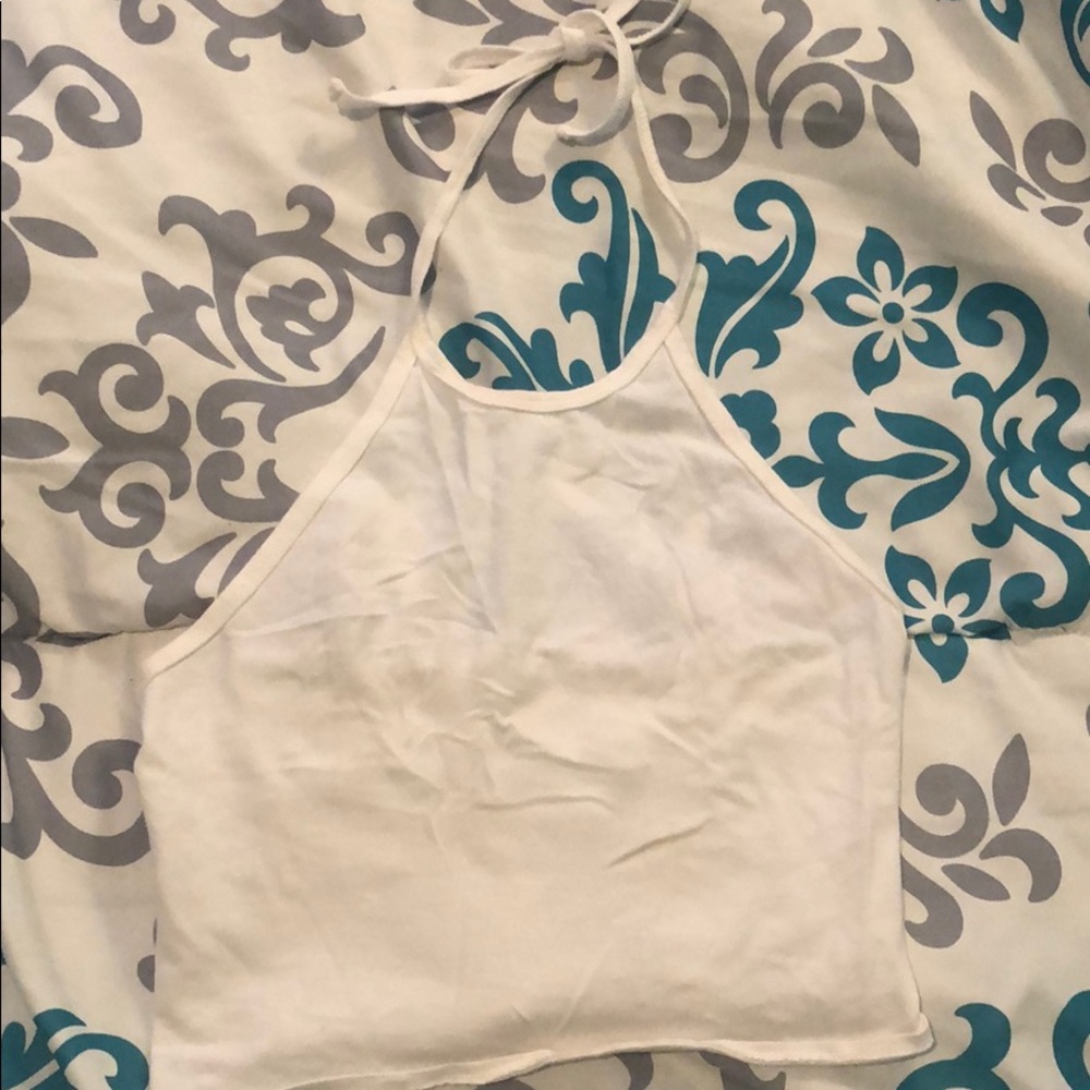 white halter crop top